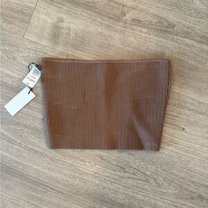 Stylish Ribbed Brown Crop Top